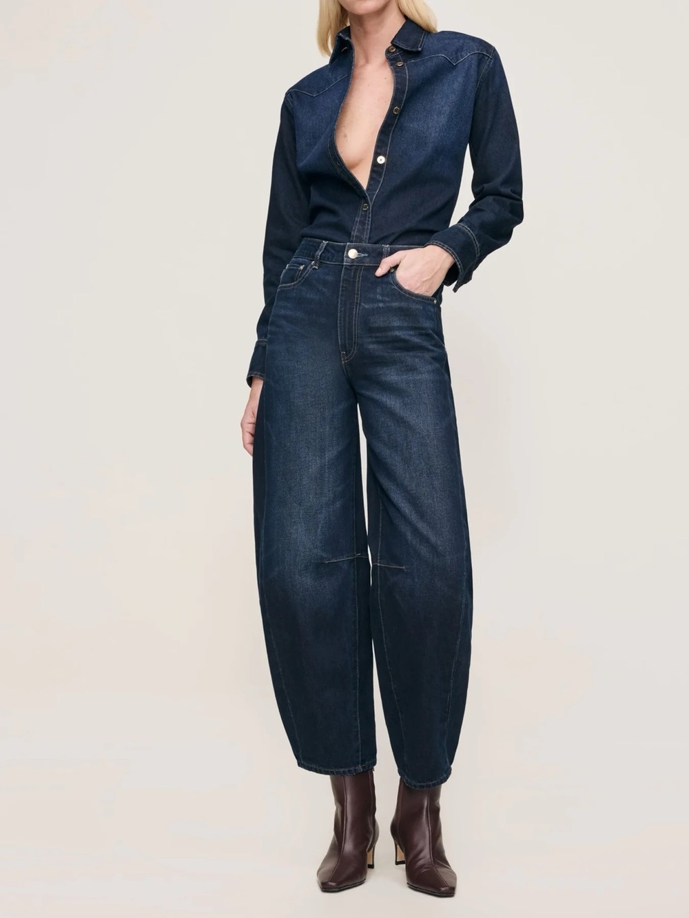 DL1961 Miro Battle Relaxed Straight Dark Blue Jeans - Picture 9 of 10